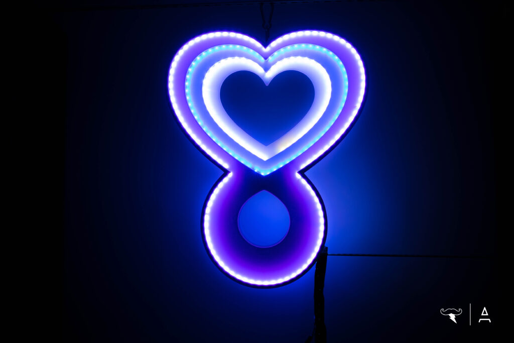 Heart Beacon. blue and purple illumination