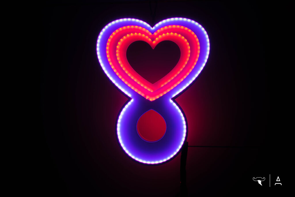 Heart Beacon. red and pink illumination