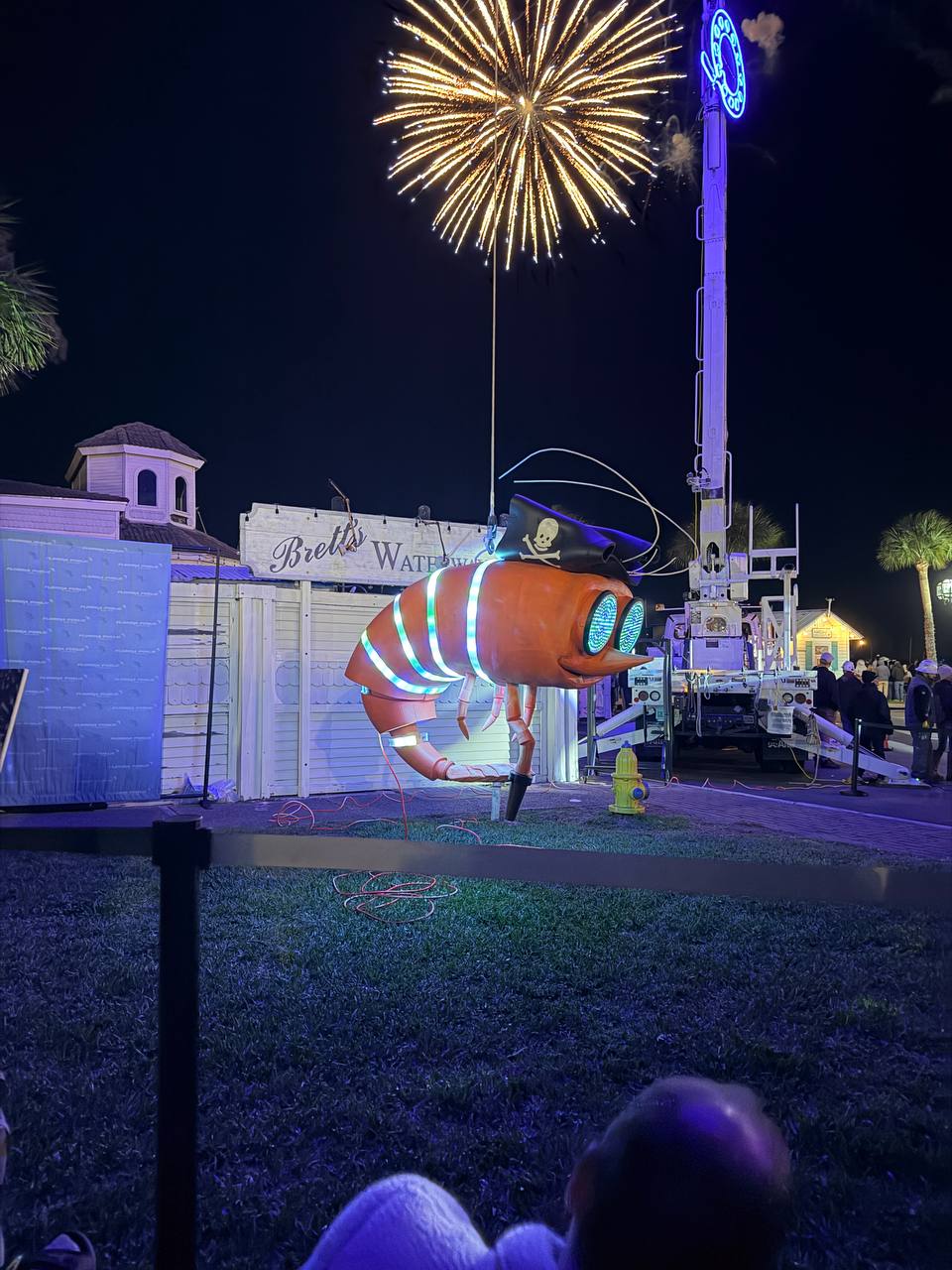 Shrimpy and fireworks near Brett's Waterway