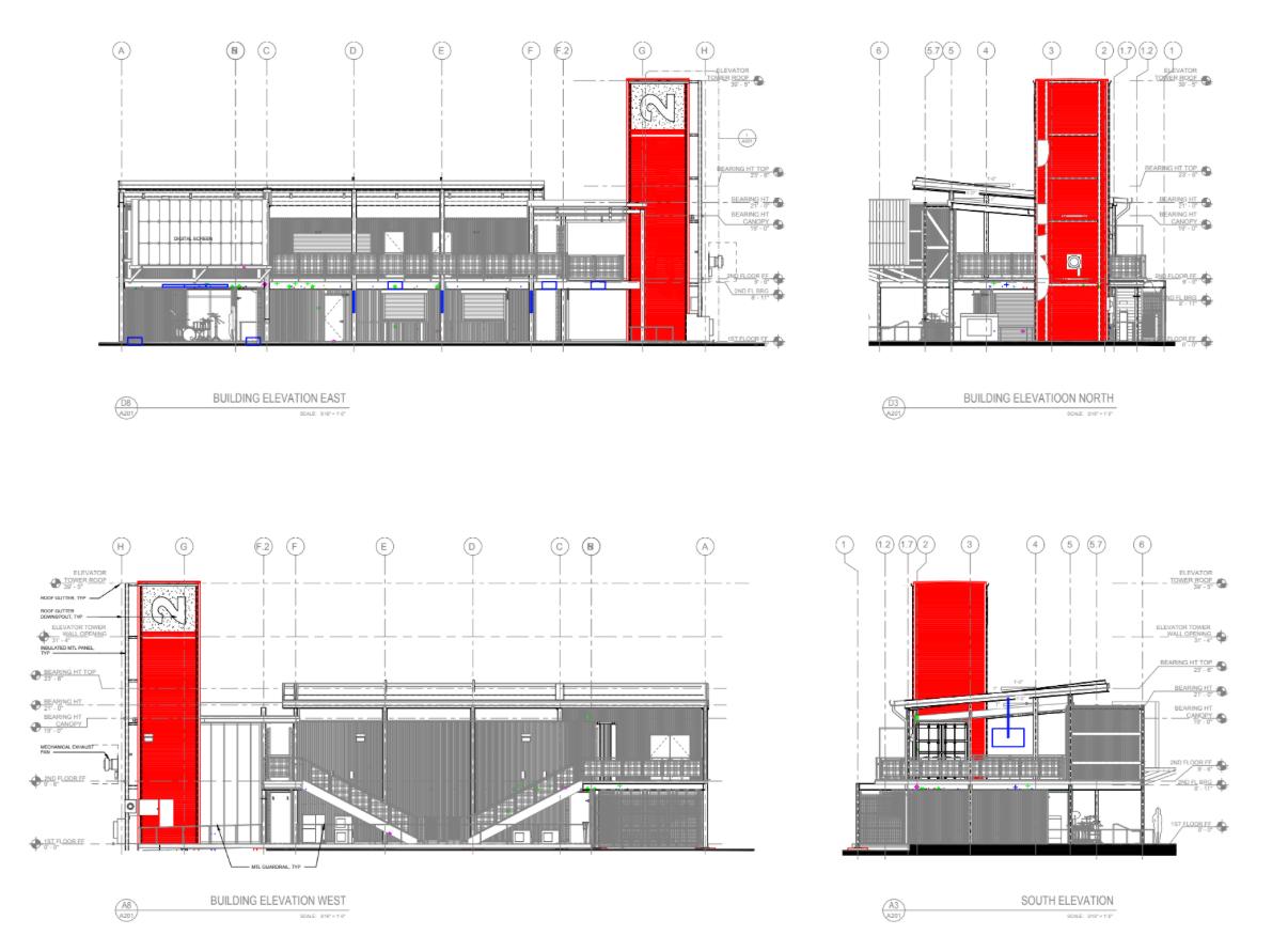 Art² building elevation engineering drawings