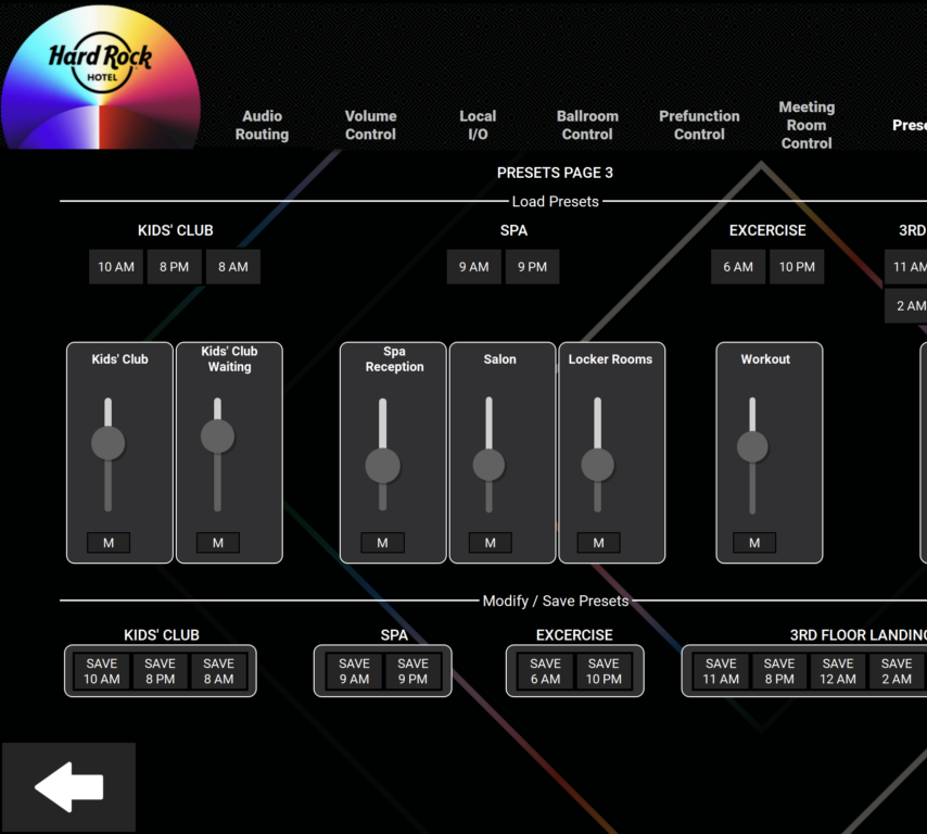 Touch panel zone control interface