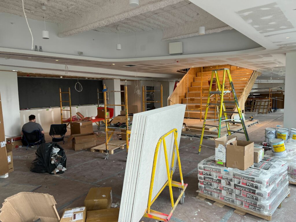 Construction phase — lounge renovation
