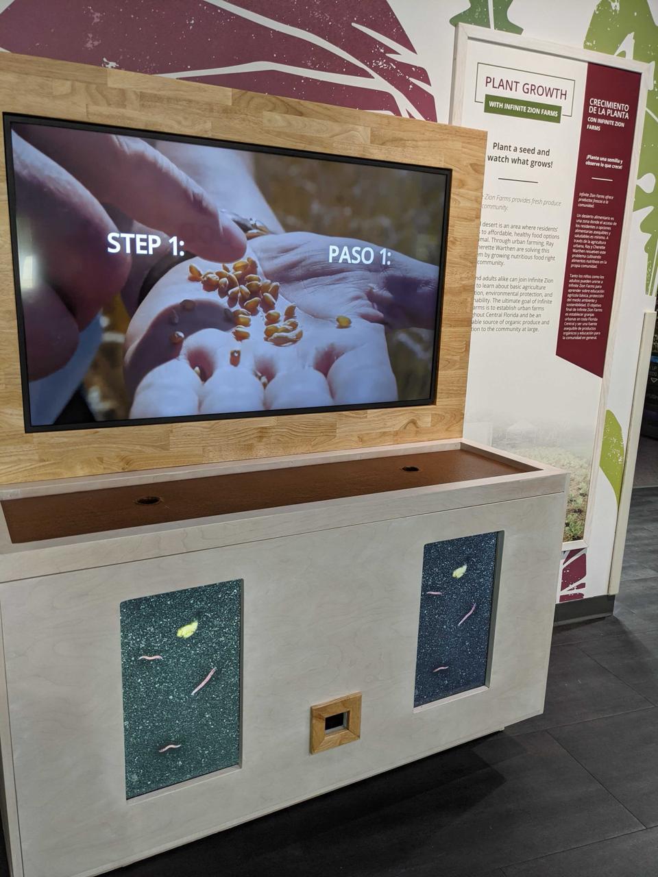 Plant Growth kiosk — Step 1: plant a seed and watch what grows